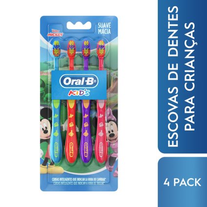 ESCOVA DENTAL INFANTIL ORAL-B MICKEY 4 UNIDADES