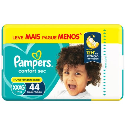 FRALDA PAMPERS CONFORT SEC BAG XXXG COM 44 UNIDADES