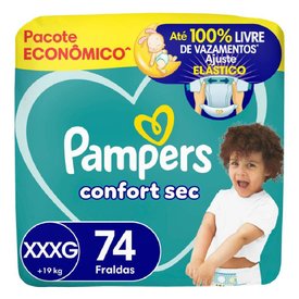 FRALDA PAMPERS CONFORT SEC MAX XXXG 74 UNIDADES