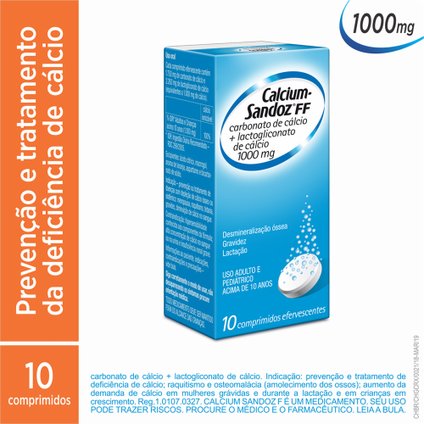 CALCIUM S FF 1000MG C/ 10 COMPRIMIDOS EFERVESCENTES