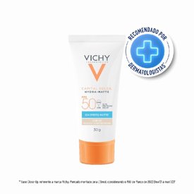 PROTETOR SOLAR FACIAL VICHY CAPITAL SOLEIL HYDRA MATTE COR 1.0 FPS50 30G