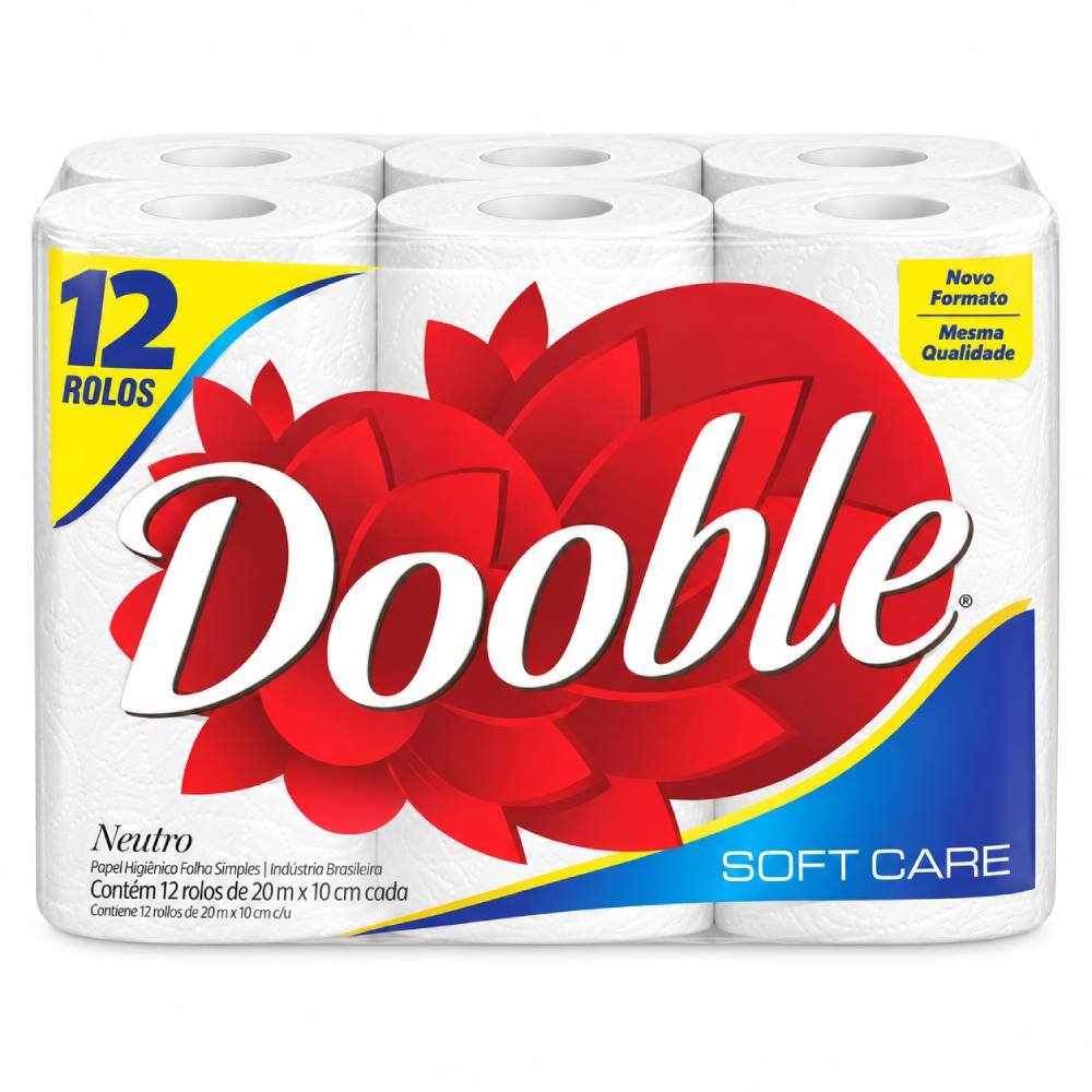 Papel Higiênico Doble Soft Folha Dupla 12 Rolos 20m Cada