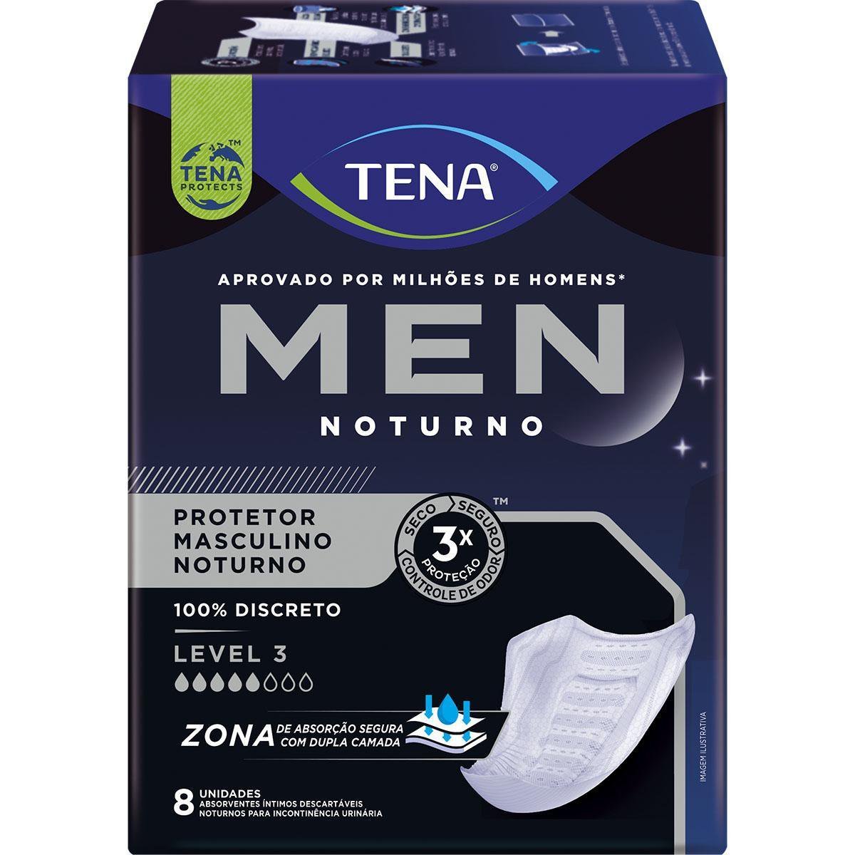 Absorvente Protetor Masculino Tena Men Level 3 Noturno 8 Unidades