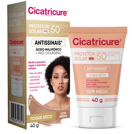 PROTETOR SOLAR FACIAL ANTISSINAIS CICATRICURE FPS50 COR CLARA 40G