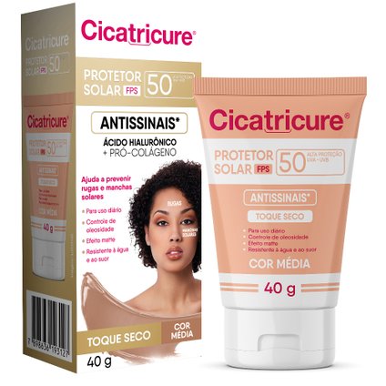 PROTETOR SOLAR FACIAL ANTISSINAIS CICATRICURE FPS50 COR CLARA 40G
