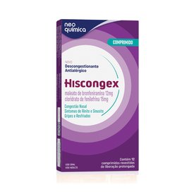 HISCONGEX MALEATO DE BRONFENIRAMINA 12MG+ CLORIDRATO DE FENILEFRINA 15MG 12 COMPRIMIDOS