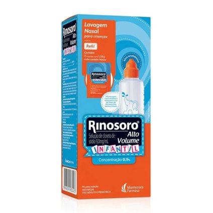 RINOSORO ALTO VOLUME 0,9% INFANTIL LAVAGEM NASAL 15 ENVELOPES - REFIL