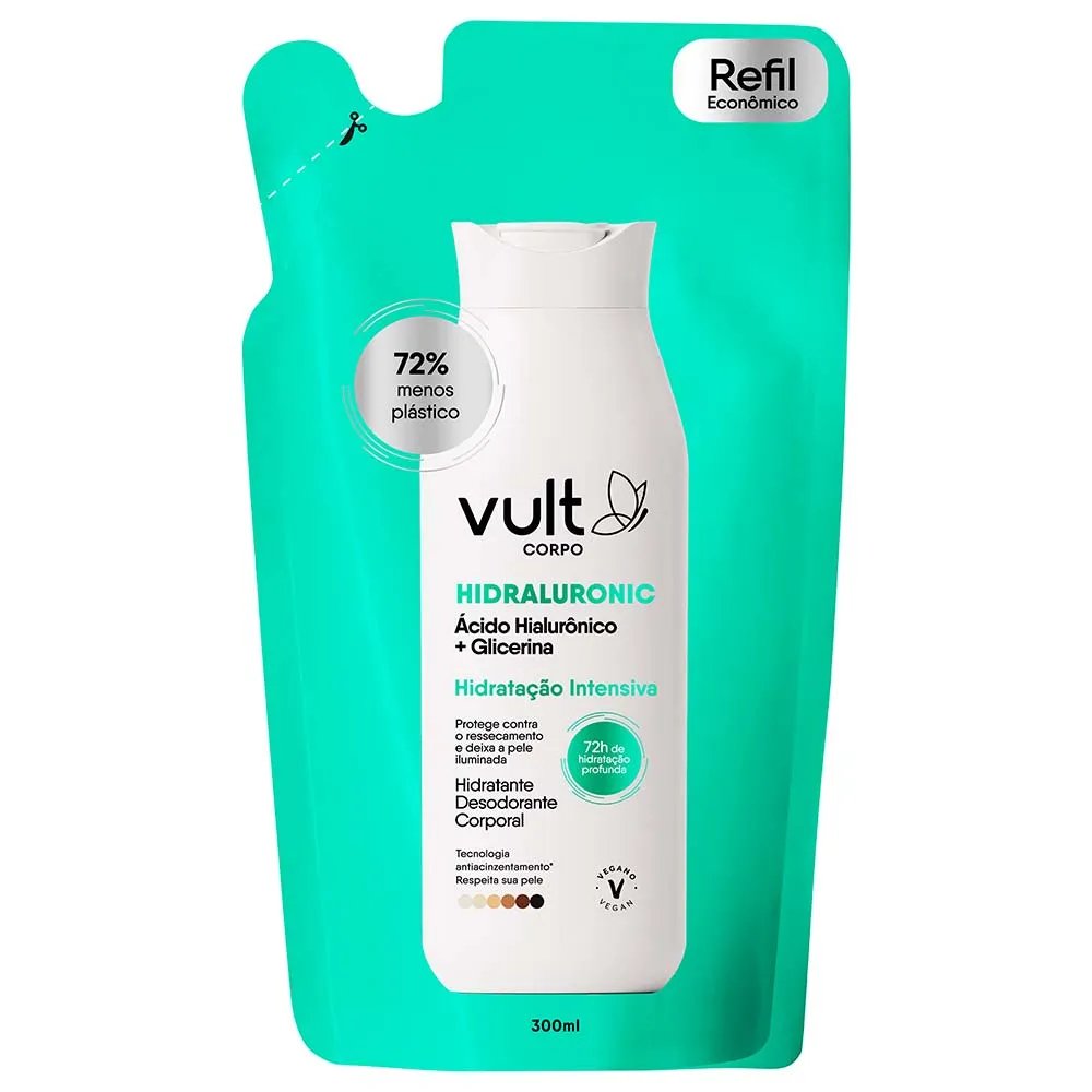 Refil Loção Desodorante Hidratante Corporal Vult Glicerina 300ml