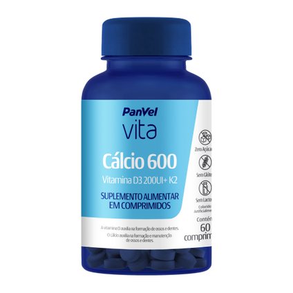 CÁLCIO 600 VITAMINA D3 200UI + K2 PANVEL VITA 60 COMPRIMIDOS