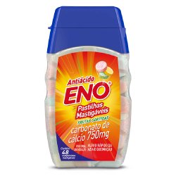 Antiácido Eno Mastigável Carbonato De Cálcio 750mg Sabor Frutas Sortidas 48 Pastilhas Mastigáveis