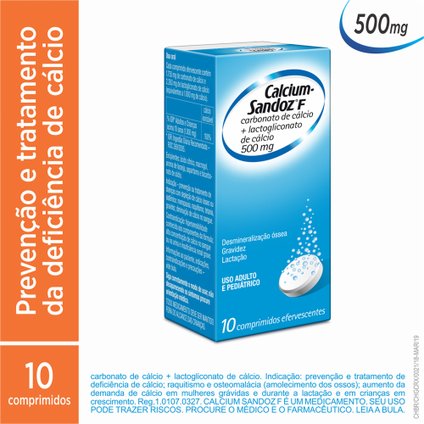 CALCIUM SANDOZ F 500MG 10 COMPRIMIDOS EFERVESCENTES
