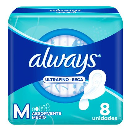 ABSORVENTE ALWAYS ULTRAFINO TAM M COM ABAS  8 UNIDADES