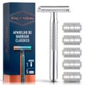 KIT 1 APARELHO DE BARBEAR CLÁSSICO KING C GILLETTE COM 5 LÂMINAS