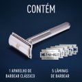 KIT 1 APARELHO DE BARBEAR CLÁSSICO KING C GILLETTE COM 5 LÂMINAS