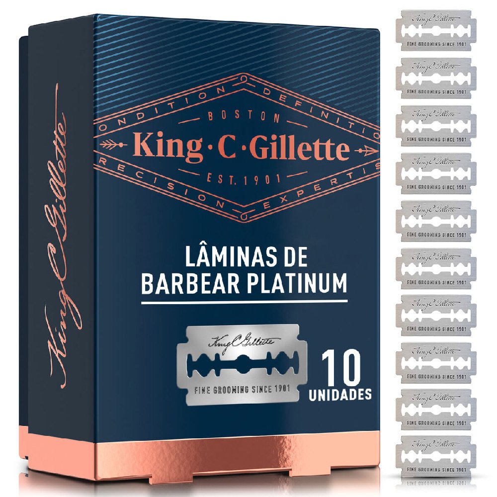 Carga Para Aparelho De Barbear Lâmina Platinum King C Gillette 10 Unidades