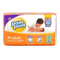 Fralda Pom Pom Protek Proteção De Mãe Jumbo P Com 34 Unidades