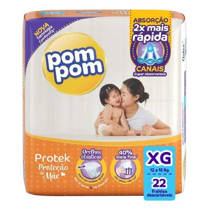FRALDA POM POM PROTEK JUMBO XG COM 22 UNIDADES