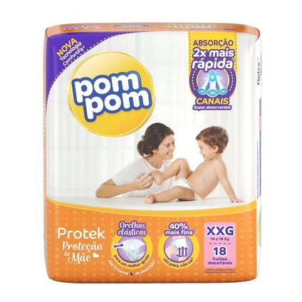 FRALDA POM POM PROTEK 12H JUMBO XXG COM 18 UNIDADES