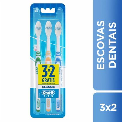 KIT ESCOVA DENTAL ORAL-B 123 CLASSIC - 3 UNIDADES