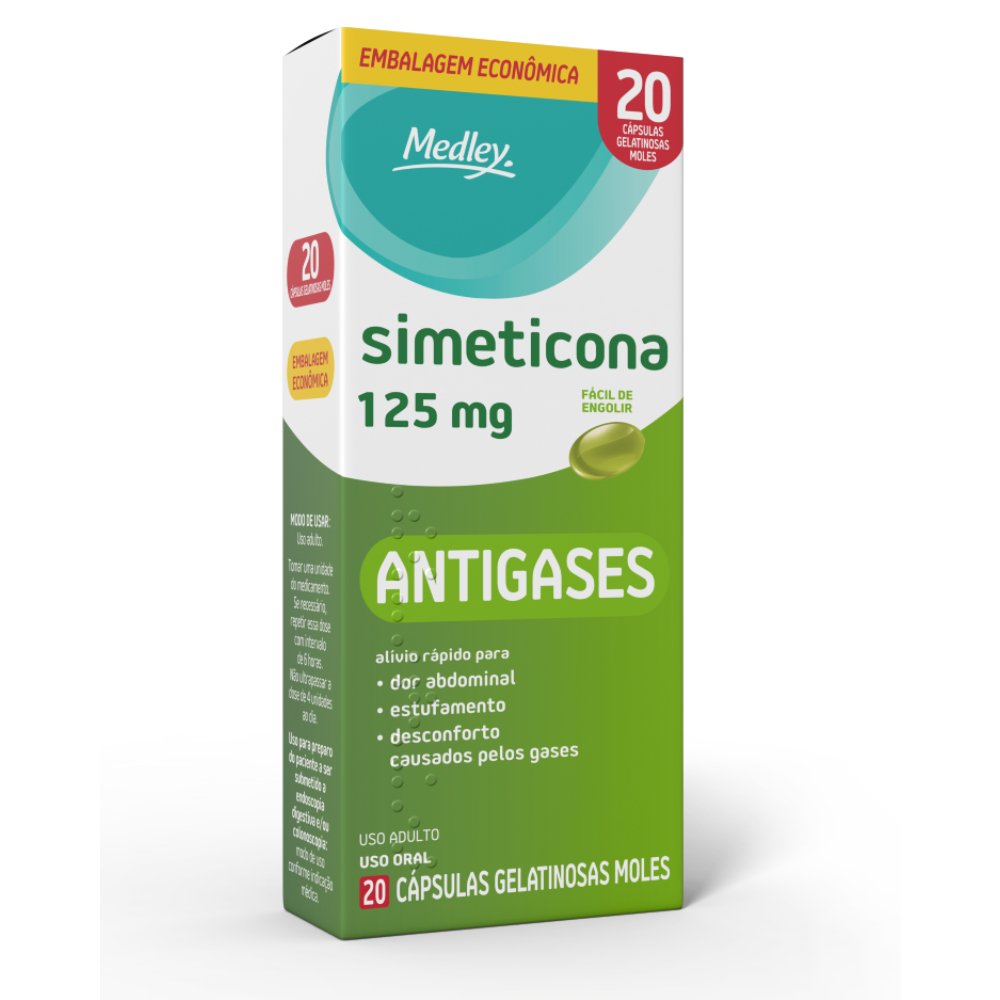 Simeticona 125mg 20 Cásulas Gelatinosas Moles Nova Química Genérico