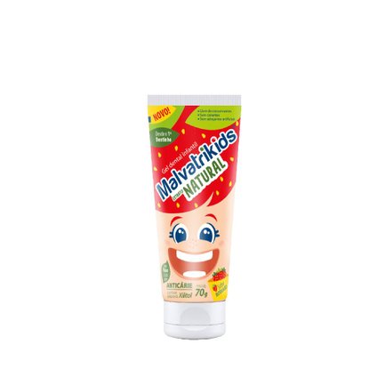 GEL DENTAL INFANTIL MALVATRIKIDS NATURAL SABOR MORANGO 70G