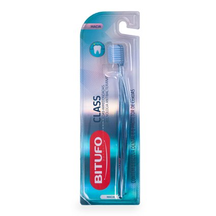 ESCOVA DE DENTE BITUFO CLASS MACIA COM 1 PROTETOR DE CERDAS