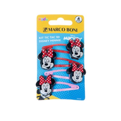 TIC TAC PARA CABELO MARCOBONI 3D DISNEY MINNIE 4 UNIDADES