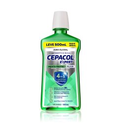 Enxaguante Bucal Cepacol Expert Menta Protect Com Flúor Sem Álcool Pague 350ml Leve 500ml