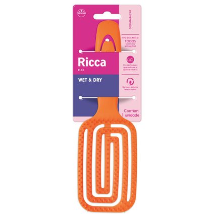 ESCOVA DE CABELO RICCA FLEX WET & DRY LARANJA