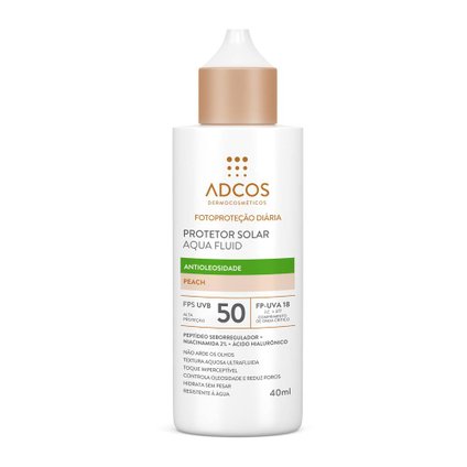 PROTETOR SOLAR FACIAL ADCOS AQUA FLUID FPS50 COR PEACH 40ML