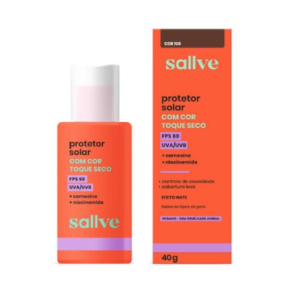 PROTETOR SOLAR FACIAL SALLVE COR 100 FPS60 40G
