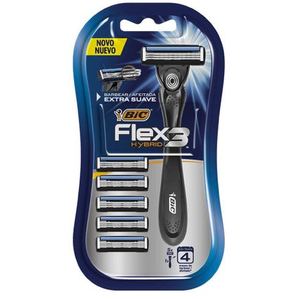 APARELHO DE BARBEAR BIC FLEX 3 HYBRID SENSITIVE COM 5 RECARGAS 