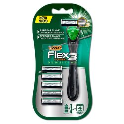 Aparelho De Barbear Bic Flex 3 Hybrid Sensitive Com 5 Recargas