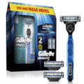 KIT APARELHO DE BARBEAR GILLETTE MACH3 AQUA GRIP REGULAR + 3 CARGAS