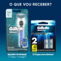 KIT APARELHO DE BARBEAR GILLETTE MACH3 AQUA GRIP REGULAR + 3 CARGAS