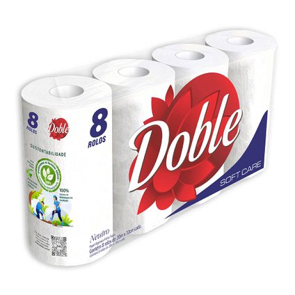 PAPEL HIGIÊNICO DOBLE SOFT FOLHA DUPLA 8X20M