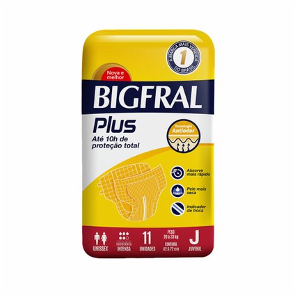 FRALDA ADULTO BIGFRAL PLUS JUVENIL COM 11 UNIDADES