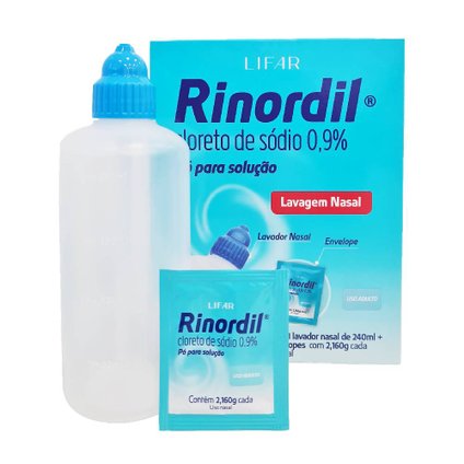 RINORDIL 0,9% LAVAGEM NASAL 30 ENVELOPES + FRASCO 240ML