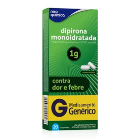 Dipirona Monoidratada 1G 20 Comprimidos Neo Química Genérico
