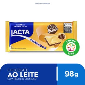 CHOCOLATE EM BARRA LACTA OURO BRANCO 98G