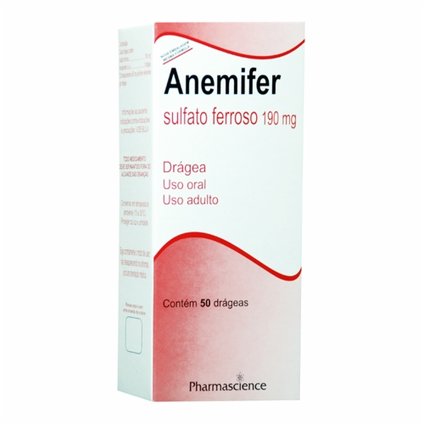 ANEMIFER SULFATO FERROSO 190MG 50 DRÁGEAS