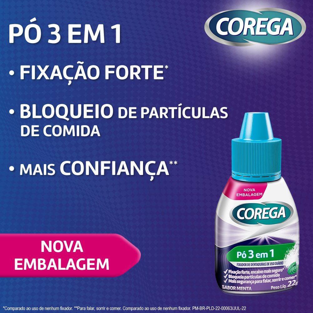 Fixador De Dentadura Ultra Corega Pó Com Ultra Fixação O Dia Todo 22g ...