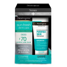 KIT NEUTROGENA PROTETOR SOLAR FACIAL FPS70 SEM COR 40G + GEL DE LIMPEZA 60G