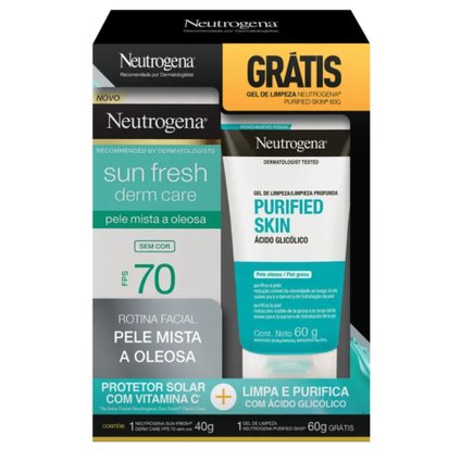 PROTETOR SOLAR FACIAL NEUTROGENA SUN FRESH FPS70 SEM COR 40G GRÁTIS GEL DE LIMPEZA PURIFIED SKIN 60G