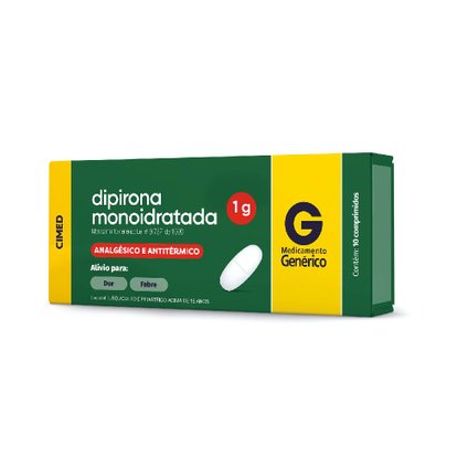 DIPIRONA MONOIDRATADA 1G COM 10 COMPRIMIDOS CIMED GENÉRICO