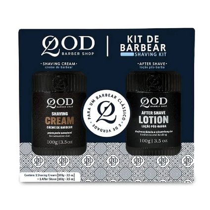 KIT DE BARBEAR QOD BARBER SHOP LOÇÃO PÓS-BARBA 100G + CREME DE BARBEAR 100G