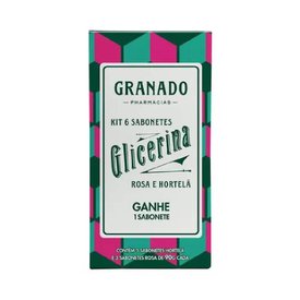 KIT SABONETES EM BARRA GRANADO GLICERINA ROSA E HORTELÃ 6 UNIDADES - 90G CADA