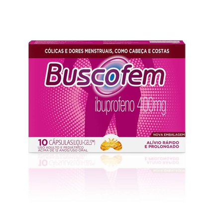 ANALGÉSICO BUSCOFEM IBUPROFENO 400MG 10 CÁPSULAS