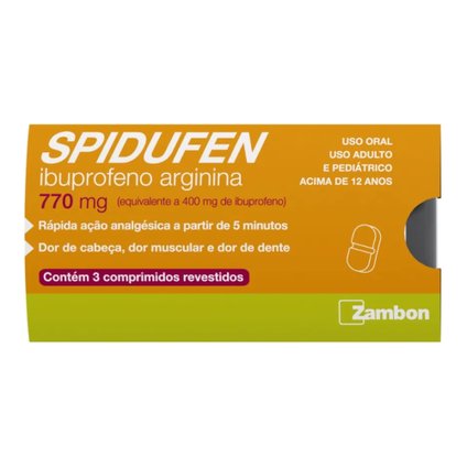 SPIDUFEN 770MG IBUPROFENO 400MG+ ARGININA 370MG ZAMBON BLISTER 3 COMPRIMIDOS REVESTIDOS