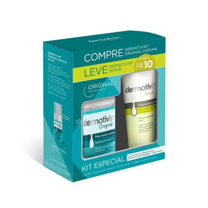KIT DERMOTIVIN SABONETE ORIGINAL ESPUMA 130ML + ESFOLIANTE SCRUB 60G